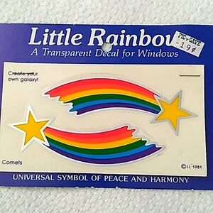 Vintage 1981 Little Rainbow Comet transparent  window decals